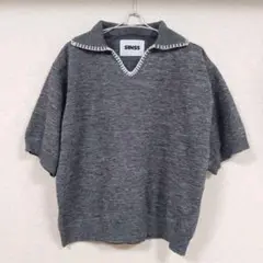 SINSS 　ステッチニットポロシャツ　グレー　Sサイズ