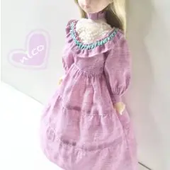 22センチドール服　ハンドメイド　No.146 ワンピース　ピンク系