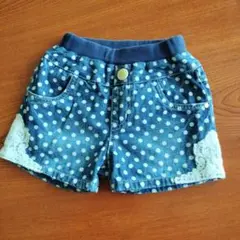 水玉模様デニムハーフパンツ
