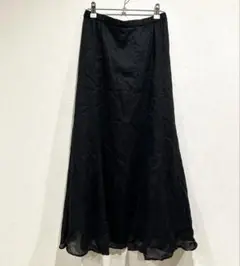 ロングスカート　綿　麻　涼しい　黒　フリーサイズ