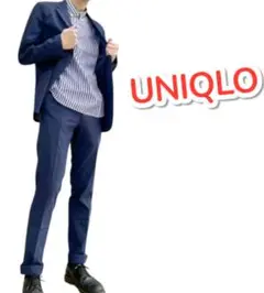 【美品】UNIQLO 感動ジャケット（シアサッカー・袖丈着丈標準）L ネイビー