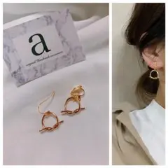 2182☺︎ゴールドの結びリボンのピアス☺︎