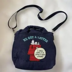 スヌーピー　ルートート　2way デニム　刺繍　ショルダーバック　SNOOPY
