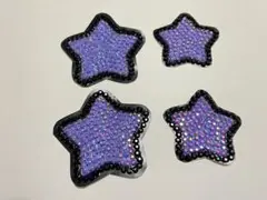 デコうちわ うちわデコ パーツ 紫 星 4点セット
