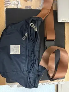 Orobianco ネイビー ウエストポーチ　レザー　ナイロン