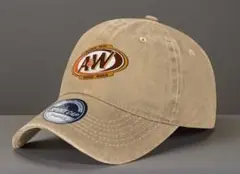 ルートビア　A&W キャップ ビンテージ加工　　カーキ　サイズフリー