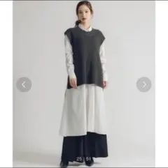 【LA BELLE ETUDE】ニットベスト×シャツワンピース