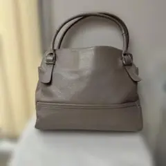 銀座カネマツ グレージュ シボ皮トートバッグ
