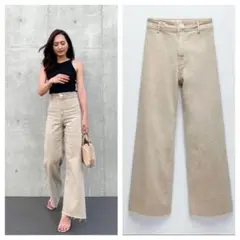 ZARA★ワイドレッグ ハイライズ デニムパンツ