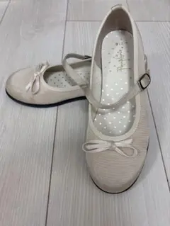 ポプキンズ リボンバレエシューズ 21cm ベージュ
