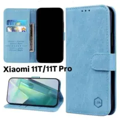 Xiaomi 11T/11T Pro 手帳型ケース 防水 耐摩擦 ライトブルー