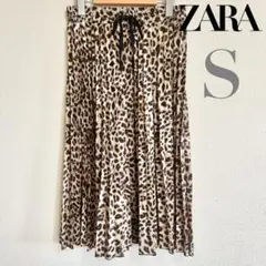 【美品】ZARA レオパード プリーツ スカート ヒョウ柄 S