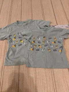 動物プリント Tシャツ 110cmと100cm おそろい