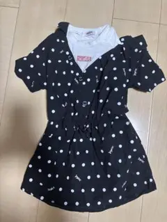 X-girl Stages 新品 シャツワンピース ドット 100 肩開き