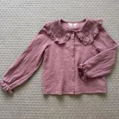 H&M パープル 長袖ブラウス 140cm 女の子　ピンク系　コットン　綿100