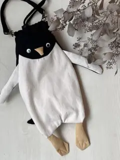 ペンギン巾着　ペットボトルカバー　ブラック