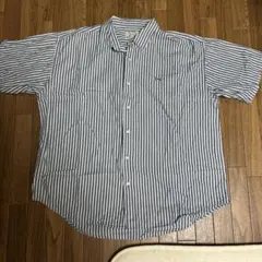 The Fox Collection 半袖シャツ 青と白ストライプ