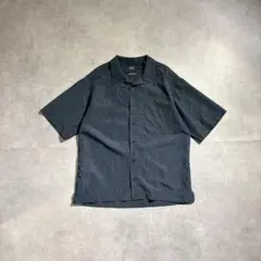 古着 00s HAGGAR 半袖 オープンカラー シャツ ボックスシルエット 黒