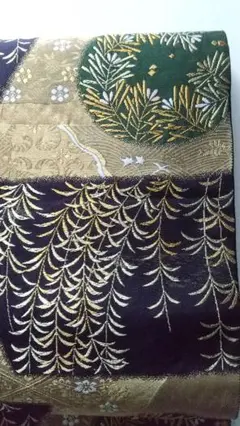 【お値下げしました】正絹 西陣となみ帯 古典柄 刺繍 金銀糸・箔使用