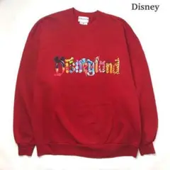 ディズニー ヴィンテージ スウェット レッド ビッグロゴ USA製 ゆるだぼ