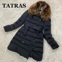 格安✨タトラス モンテッキア シープファー付 黒 ダウンコート ベルト 02