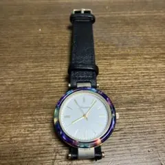 アナログクォーツ腕時計 黒レザー