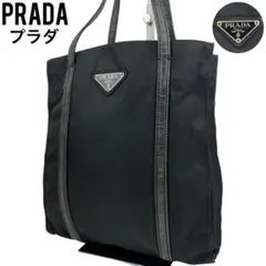 ✨美品 PRADA プラダ ハンドバッグ ブラック 黒 手提げ ナイロン レザー