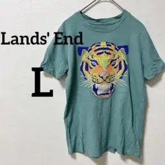 レア商品✨️Lands' End 【L 10-12】トラ刺繍 Tシャツ グリーン