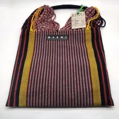 マルニ フラワーカフェハンモックバッグ ストライプ ダークチェリー