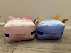 マインクラフト　シャイニーBIGぬいぐるみ　ウーパールーパー　青ピンク2種セット