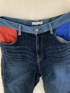 ツモリチサト　デニム　ワイドパンツ　赤青ポケット