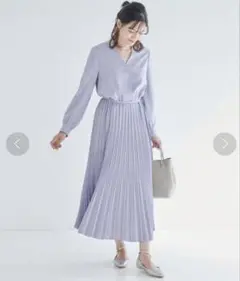 美品★green label relaxing 切替プリーツワンピース