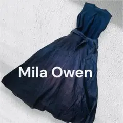 Mila Owen ミラオーウェン ニットドッキングリネンフレアワンピース