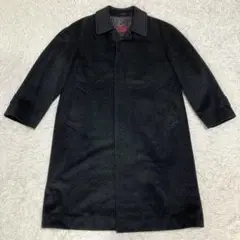 カシミヤ100% ステンカラーコート メンズ M〜L相当 黒色 日本製