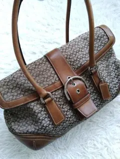 COACH ハンドバック ミニボストン ミニシグネチャー柄 ブラウ 6821