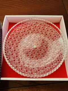 HOYA 保谷ガ硝子　盛り皿　菊カゴメ　大皿プレート　新品デッドストック品