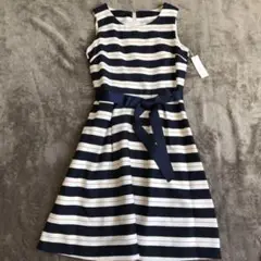 新品 レディース ボーダーワンピース M ネイビー 紺色