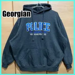 古着 カレッジロゴ パーカー ポリスジョージアン大学 グレー XL