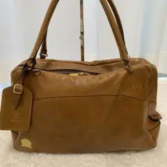 A.D.M.J レザー キャメル ハンドバッグ ロゴ