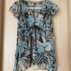 【ロートレアモン】 シフォン シアー 透け感ブラウス／カシュクール サイズM