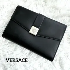 【美品】ヴェルサーチェ 三つ折り財布 メドゥーサ ブラック レザー