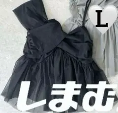 しまむら　RIVIETTA　チュールヘンケイキャミ　黒　ブラック　L