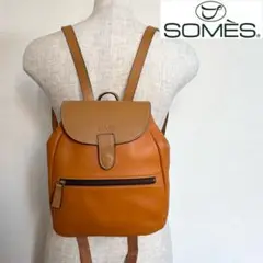 【良品】ソメス SOMES リュックサック シボ革 キャメル×茶 ターンロック 良品】ソメス SOMES リュックサック シボ革 キャメル×茶 ターン