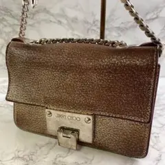 JIMMY CHOO ジミーチュウ 本革 クラックレザー ミニ ショルダーバッグ
