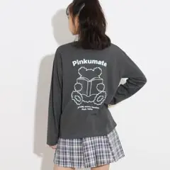 Pinkumate 長袖カットソー グレー 長袖Tシャツ