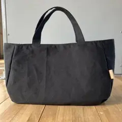 帆布トートバッグ ハンドメイド ブラック ボトルホルダー付き