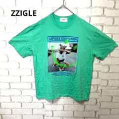 ZZIGLE 半袖　Tシャツ　プリントTシャツ　グリーン　ユニセックス