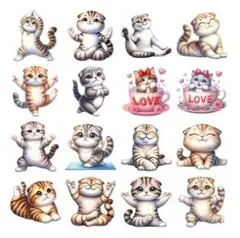 残５★③猫 アイロンプリント 16柄セット 熱転写シート