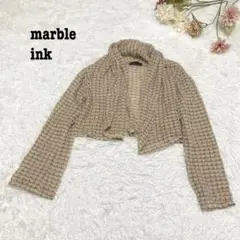 s.895【マーブルインク】長袖カーディガン ニット カジュアル ブラウン M