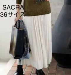 sacra サクラ プリーツシフォンスカート 白